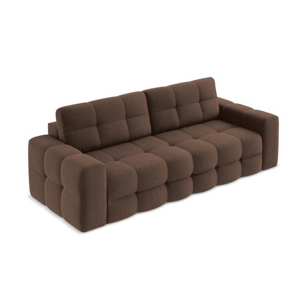 Divano marrone allungabile con rivestimento in bouclé 255 cm Milu – Makamii-image-2