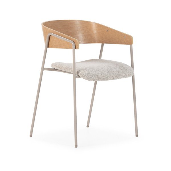 Set di sedie da pranzo grigio chiaro/di colore naturale in imbottito con braccioli 2 pz Cora – MOME