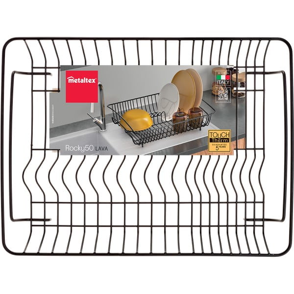 Scolapasta rettangolare in acciaio inox nero - Metaltex-image-2