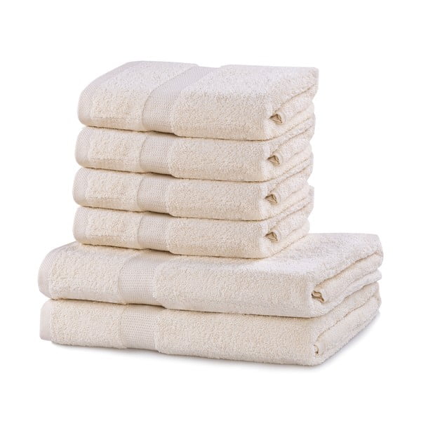 Set di 2 asciugamani in cotone grigio e beige e 4 teli da bagno Marina - DecoKing