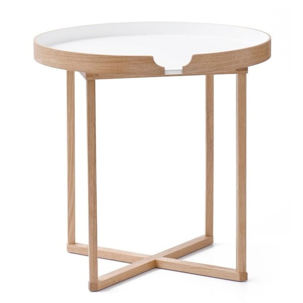 Tavolino in rovere bianco con piano estraibile Damieh, 45 x 45 cm Damien - Wireworks-image-2