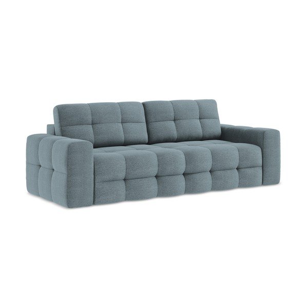 Divano blu allungabile con rivestimento in bouclé 255 cm Milu – Makamii-image-1