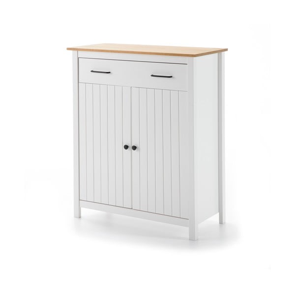 Cassettiera alta bianca in legno di pino 90x110 cm Miranda - Marckeric-image-2