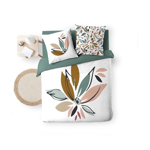 Set copripiumino e federa bianco in cotone per letto matrimoniale ed esteso 240x220 cm Octavia – douceur d'intérieur-image-4