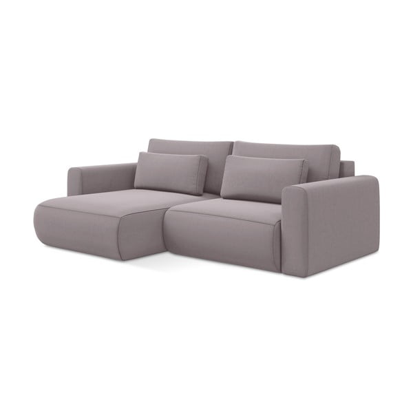 Divano angolare lavanda allungabile/con contenitore (con penisola a sinistra/con chaise lounge) con rivestimento in velluto Kapua – Makamii-image-1