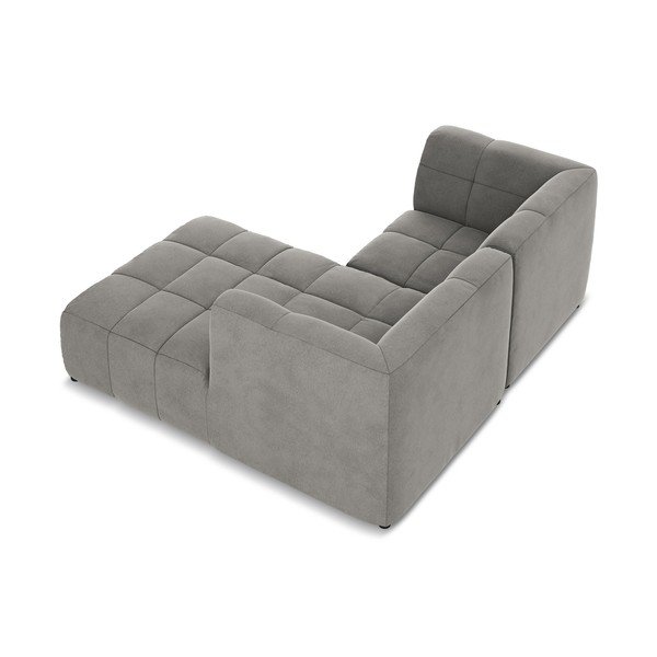 Divano angolare grigio (con penisola a destra/con chaise lounge) con rivestimento in velluto Aloha – Makamii-image-4