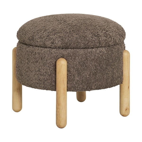 Pouf in tessuto bouclé marrone Medas - House Nordic-image-1
