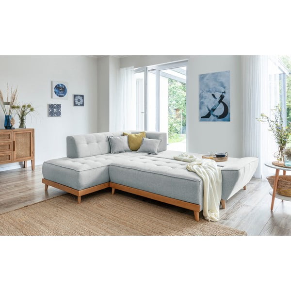 Divano letto angolare grigio chiaro L, angolo sinistro Dazzling Daisy - Miuform-image-4