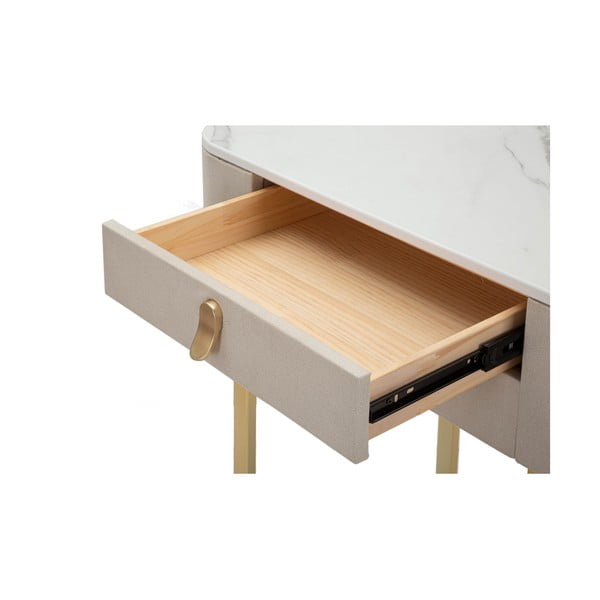 Tavolo consolle beige/dorato con piano effetto marmo 40x70 cm Beauty – Mauro Ferretti-image-1