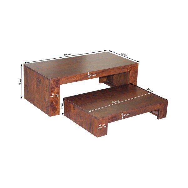 Set di 2 tavoli TV in legno di acacia Jasper - WOOX LIVING-image-1
