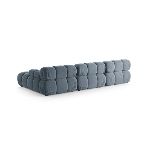 Divano angolare componibile grigio (con penisola a destra/con chaise lounge) con rivestimento in velluto – Micadoni -image-3