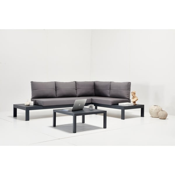 Set da giardino in alluminio nero e grigio per 3 persone Verona - Floriane Garden-image-1