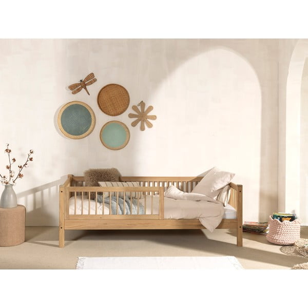 Letto da bambini di colore naturale in rovere massiccio con rete inclusa 90x200 cm Forrest – Vipack-image-1