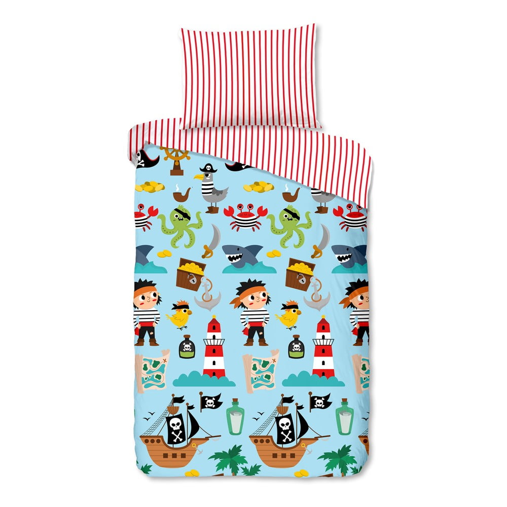 Set copripiumino e federa da bambini in cotone per letto singolo 140x200 cm Caribbean – Good Morning | Biancheria da letto per bambini