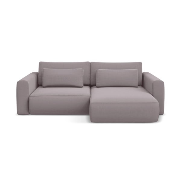 Divano angolare lavanda allungabile/con contenitore (con penisola a destra/con chaise lounge) con rivestimento in velluto Kapua – Makamii