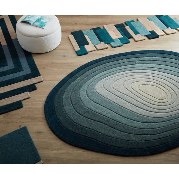 Tappeto blu in lana 160x230 cm Puddle Ombre Wool - Flair Rugs-image-3