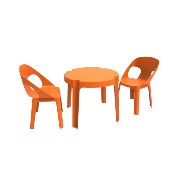 Oranžový dětský zahradní set 1 stolu a 2 židliček Resol Julieta