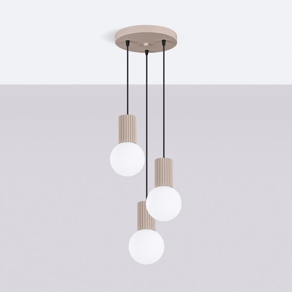 Lampadario grigio tortora con paralume in vetro ø 25 cm Orbital – Sollux-image-3