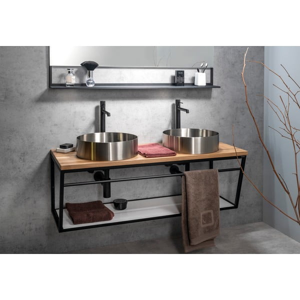 Lavabo rotondo argentato in acciaio inox ø 38 cm Aurum – Sapho-image-4