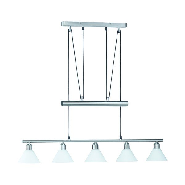 Lampadario argentato con paralume in vetro Stamina – Trio