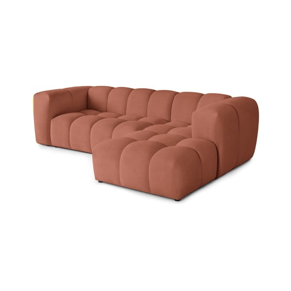 Divano angolare color terracotta (con penisola a destra e chaise lounge) con rivestimento in velluto Cube – Bonami Selection-image-4
