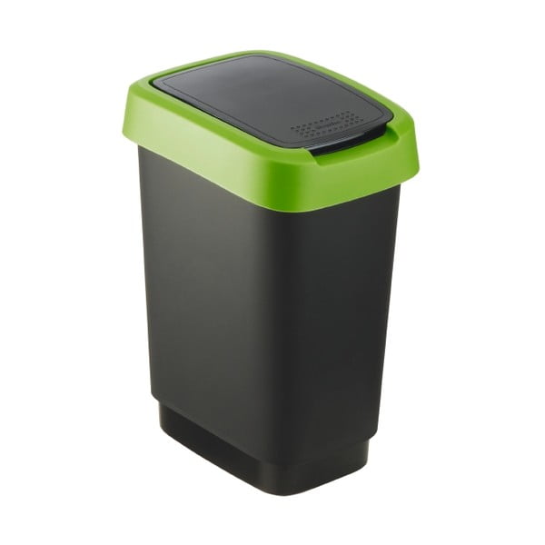 Cestino in plastica riciclata verde-nero 10 L Twist - Rotho