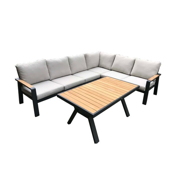 Set da giardino in alluminio grigio per 5 persone Rotterdam - Rojaplast-image-2