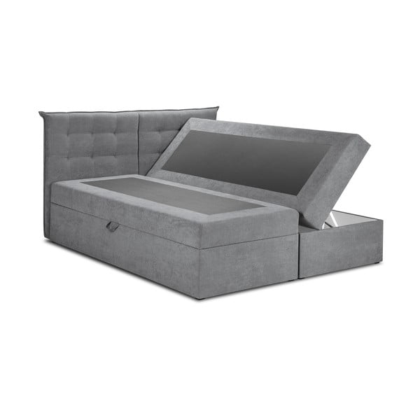 Letto boxspring grigio con contenitore 200x200 cm Echaveria - Mazzini Beds-image-2