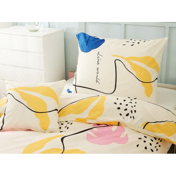 Biancheria da letto singola gialla 3 pezzi in microsatin 140x200 cm Sophia - My House-image-1