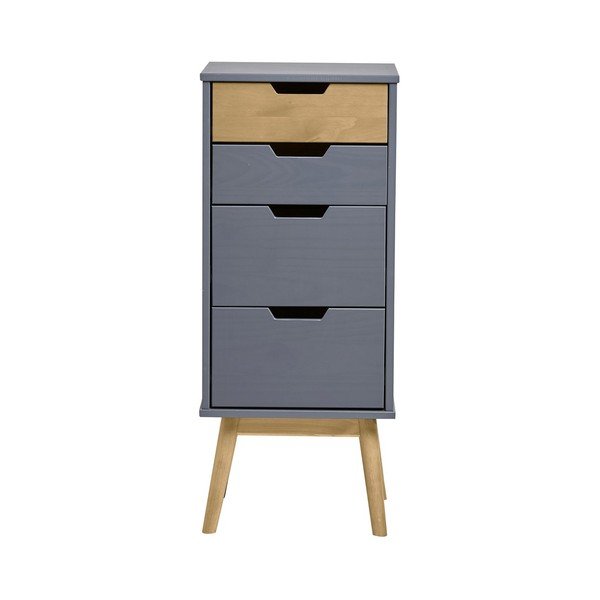 Cassettiera grigia in legno di pino massiccio, altezza 94 cm Baku - Marckeric