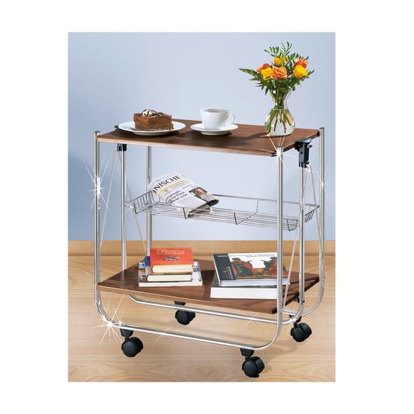 Tavolo da portata mobile in noce Deluxe - Wenko-image-1