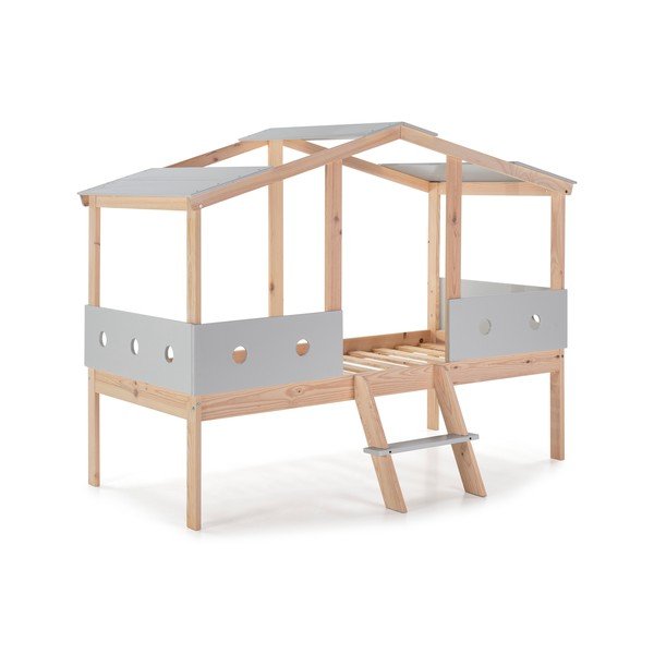 Letto rialzato grigio per bambini 90 x 190 cm Compte - Marckeric-image-3