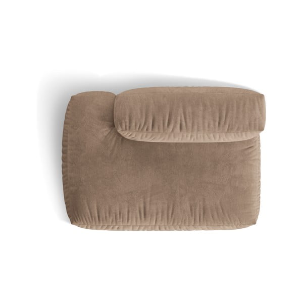 Parte divano componibile marrone chiaro (con penisola a sinistra) con rivestimento in velluto Martina – Micadoni -image-3