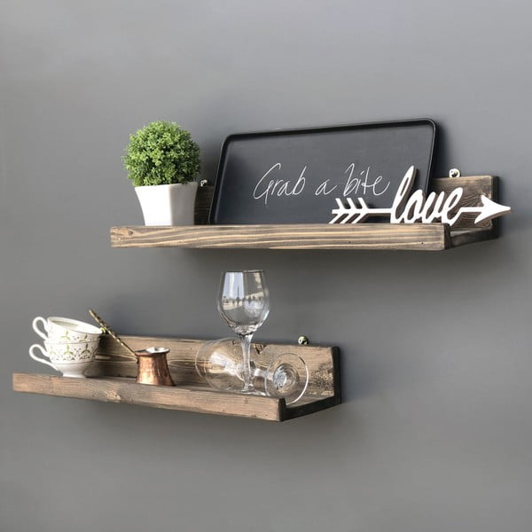 Set di 2 mensole da parete in legno Simple - Evila Originals-image-4
