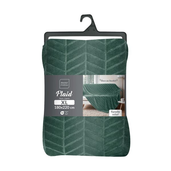 Copriletto verde in microflanella 180x220 cm Arya – douceur d'intérieur-image-4