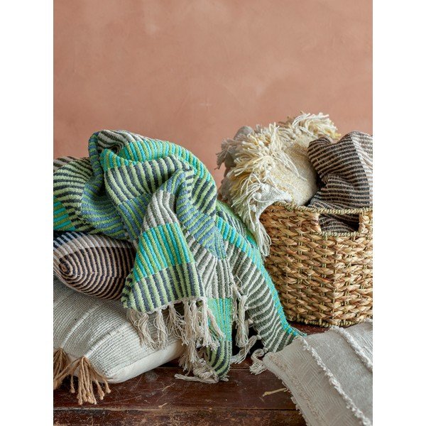 Coperta per TV verde/blu in cotone riciclato 160x130 cm Isnel – Bloomingville-image-1