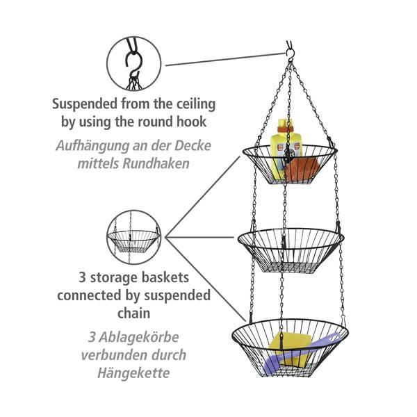 Cesto di frutta sospeso in metallo Trio - Wenko-image-3