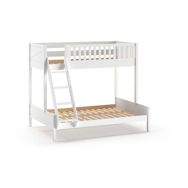 Letto a castello in pino bianco con spazio contenitivo 140x200/90x200 cm SCOTT - Vipack-image-2