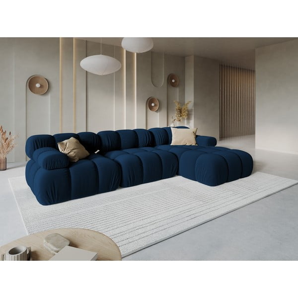 Divano in velluto blu 285 cm Bellis - Micadoni Home-image-1