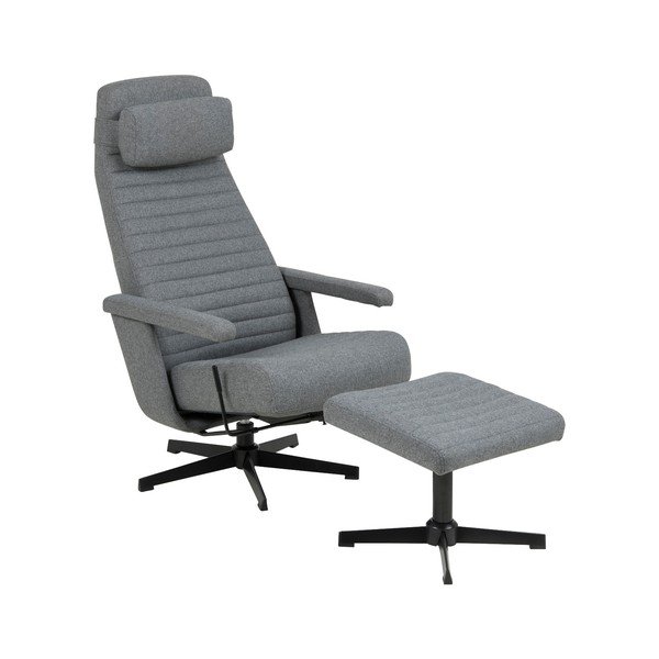Poltrona reclinabile grigio scuro con poggiapiedi Tranby - Actona-image-2
