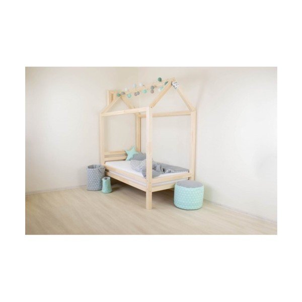 Set di 4 gambe allungate grigie in legno di abete rosso per letto, altezza 20 cm - Benlemi-image-2