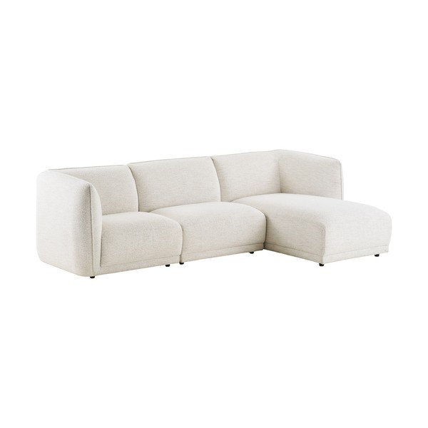 Divano angolare color crema (con penisola a destra/con chaise lounge) con rivestimento in ciniglia Noor – House Nordic-image-2