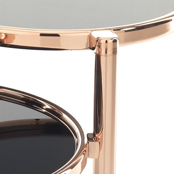 Tavolino girevole in rame con piano nero , ⌀ 50 cm Tree Rings Cooper - Tomasucci-image-3