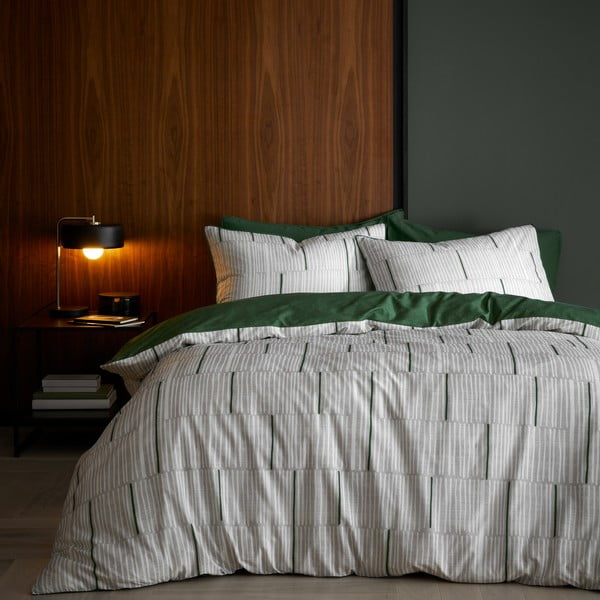 Biancheria da letto in cotone grigio-verde per letto matrimoniale 200x200 cm Camden Stripe - Content by Terence Conran