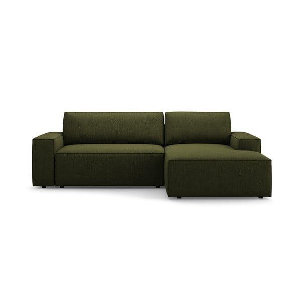 Divano letto angolare verde scuro in tessuto bouclé (angolo destro) Jodie - Micadoni Home