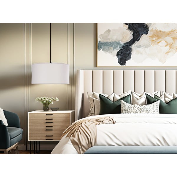 Lampadario bianco con paralume in tessuto ø 40 cm Shanti – Candellux Lighting-image-1