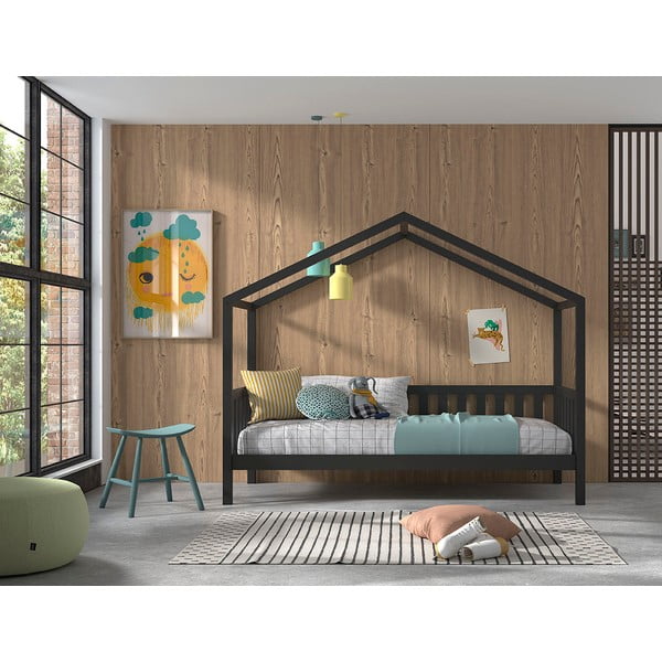 Letto per bambini in legno di pino antracite 90x200 cm DALLAS - Vipack-image-3