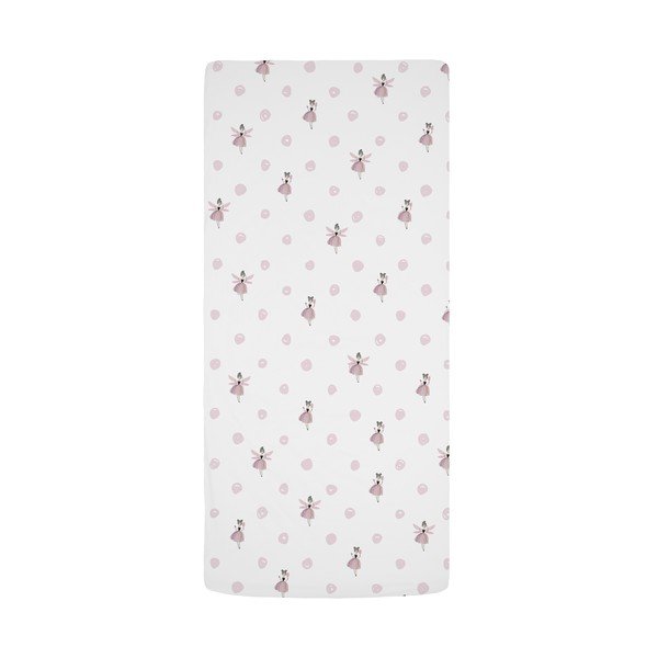 Lenzuolo con angoli per bambini bianco/rosa in raso di cotone per letto singolo 90x200 cm Pink Girl – Butter Kings