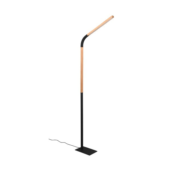 Lampada da terra a LED in colore nero e naturale con paralume in legno (altezza 169,5 cm) Norris - Trio-image-2