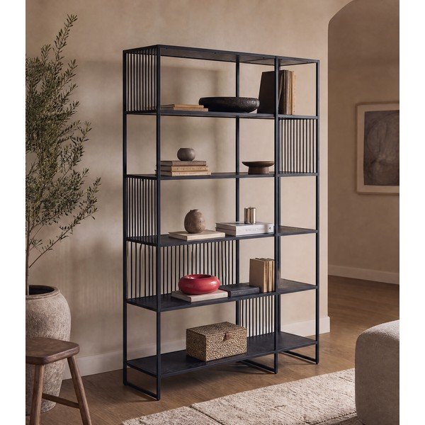 Libreria nera 120x185x35 cm Strington – Actona-image-1